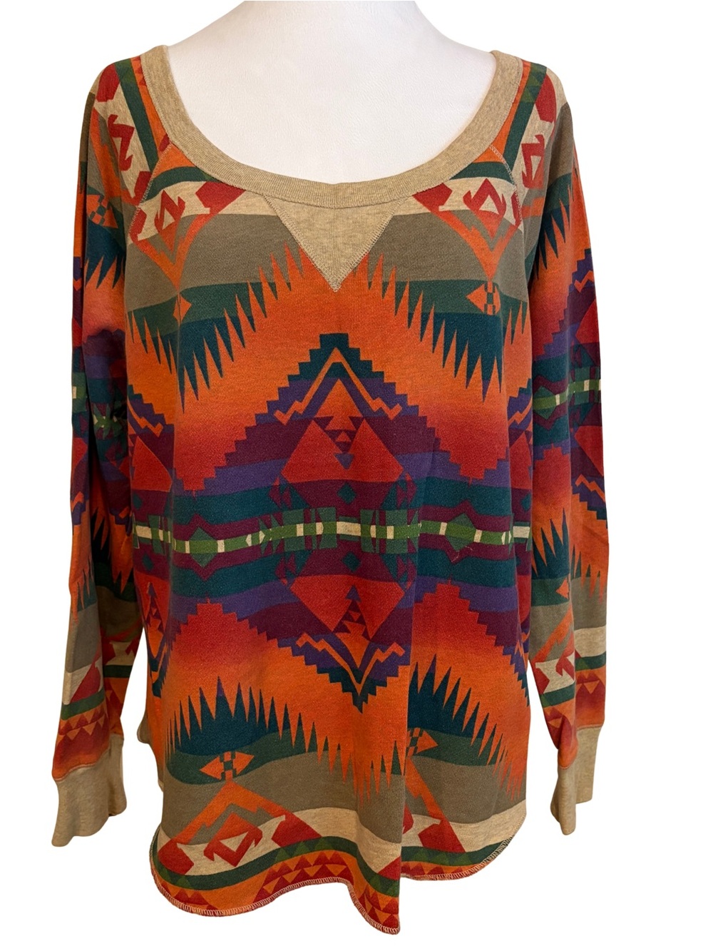 Ralph Lauren Denim & Supply Southwestern Aztec Scoop Neck Top Knit Shirt